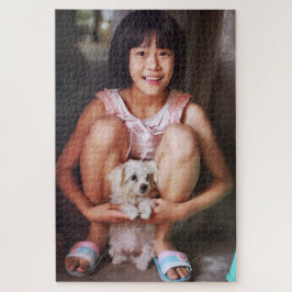 Foto van uw kind met hond legpuzzel