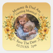 Foto van uw kinderen Moeder Vader trouwen Vierkante Sticker (Voorkant)