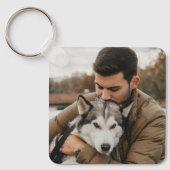 Foto van vader en hond sleutelhanger (Voorkant)
