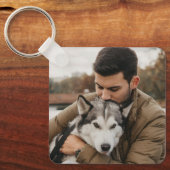Foto van vader en hond sleutelhanger (Voorkant)