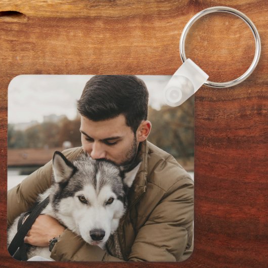 Foto van vader en hond sleutelhanger (Achterkant)