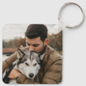 Foto van vader en hond sleutelhanger (Achterkant)