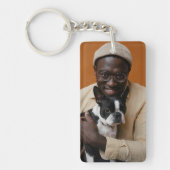 Foto van vader en hond sleutelhanger (Voorkant)