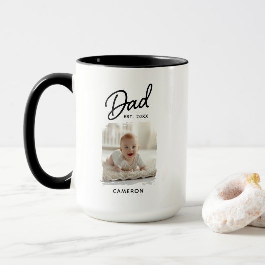 Foto van vader ingestelde datum mok (Met donut)