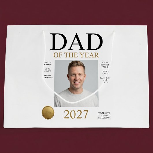 Foto van vader van het jaar (alleen wit) groot cadeauzakje