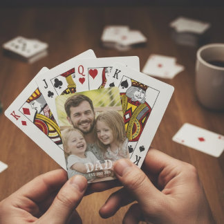Foto van vader vastgesteld pokerkaarten