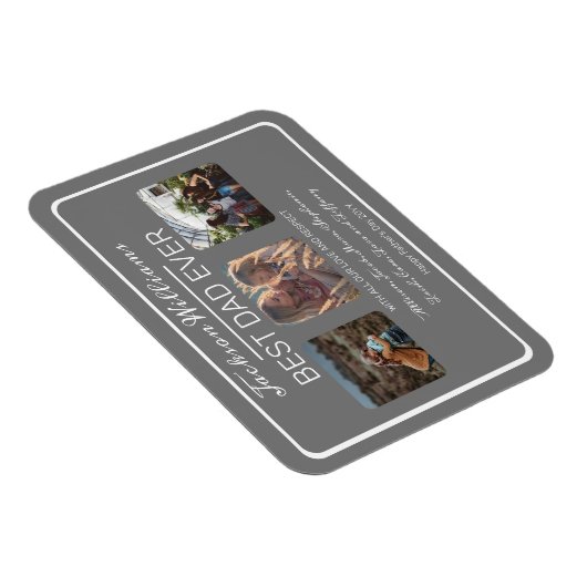 Foto van vaders Dag Beste pap Ooit Grey Drie Magneet (Rechterzijde)