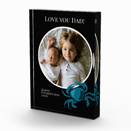 Foto van vaders Dag met blauwe krab (Rechts)