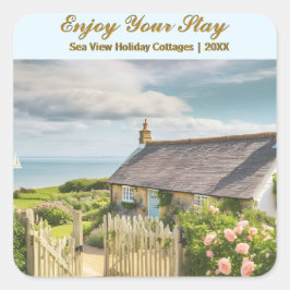 Foto van vakantiehuisje zomerhuisje vierkante sticker