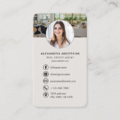 Foto van vastgoedmakelaar Beige QR-code  Visitekaartje (Voorkant)