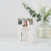 Foto van vastgoedmakelaar Beige QR-code  Visitekaartje (Staand voorkant)