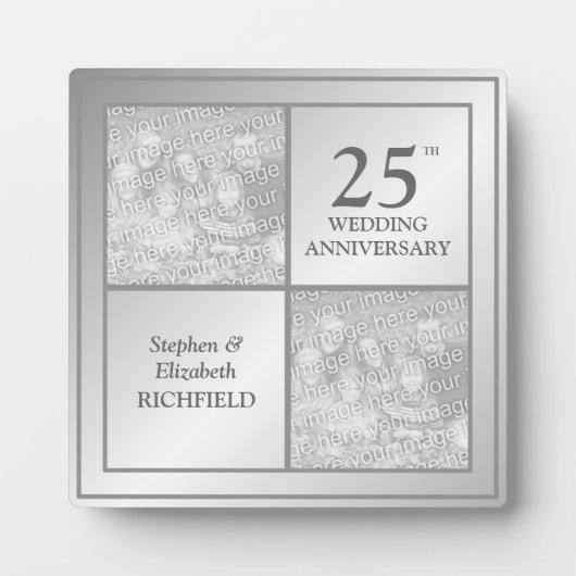 Foto van verleden en Cadeau Zilver Jubileum (glanz Fotoplaat (Voorkant)