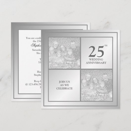 Foto van verleden en Cadeau Zilver Jubileum (glanz Kaart (Voorkant / Achterkant)