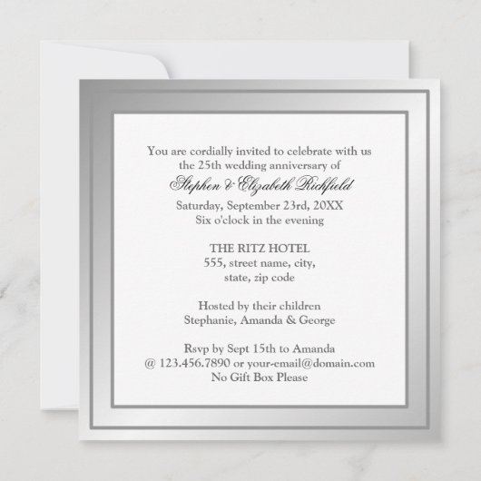 Foto van verleden en Cadeau Zilver Jubileum (glanz Kaart (Achterkant)