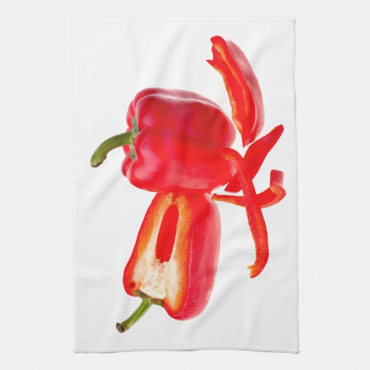 Foto van verse paprika met tekst theedoek (Verticaal)