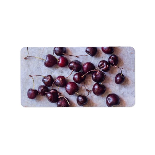 Foto van verse rode kersen etiket (Voorkant)