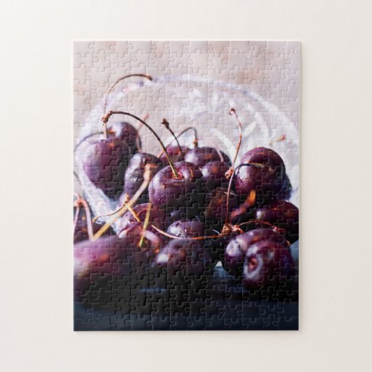 Foto van verse rode kersen legpuzzel (Verticaal)