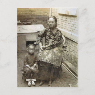 Foto van Vintage, Chinese moeder en kind, ongeveer Briefkaart