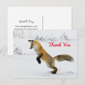 Foto van vos die door de sneeuw springt, dank je briefkaart (Voorkant / Achterkant)