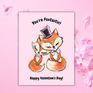 Foto van vos op Valentijnsdag Feestdagenkaart
