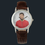 Foto van vriendje voor man horloge<br><div class="desc">Sjabloon voor je eigen foto van een vriend,  man,  man. Met een naam (x4) Een geweldig verjaardagsgeschenk,  huwelijksgeschenk of een groot plezier voor haar. Zwarte tekst.</div>