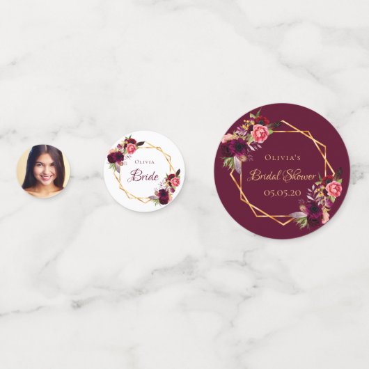 Foto van vrijgezellenfeest burgundy confetti (Voorkanten)