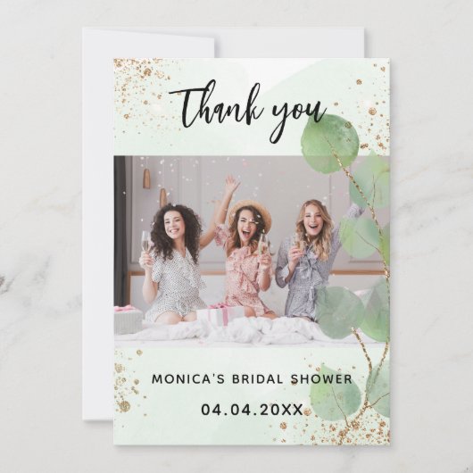 Foto van vrijgezellenfeest eucalyptus - bedankt kaart (Voorkant)