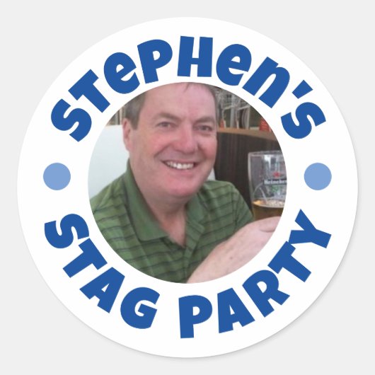 Foto van vrijgezellenfeest voor mannen ronde sticker (Voorkant)