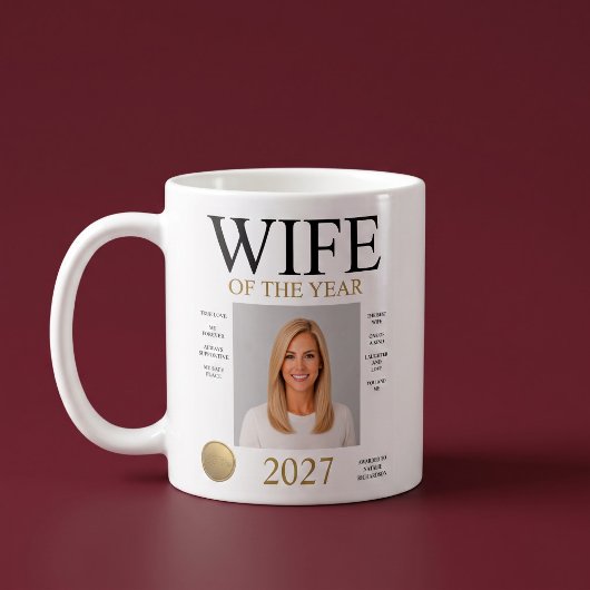 Foto van vrouw van het jaar koffiemok