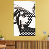 Foto van Vrouwen in het zwart-wit poladots Classy Canvas Afdruk (Insitu (Woonkamer))