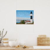 Foto van vuurtoren met John 8:12 Poster (Keuken)