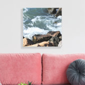 Foto van water dat tegen rotsen spat canvas afdruk (Insitu (Woonkamer))