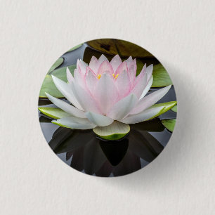 Foto van Water Lily Pink Floral Ronde Button 3,2 Cm