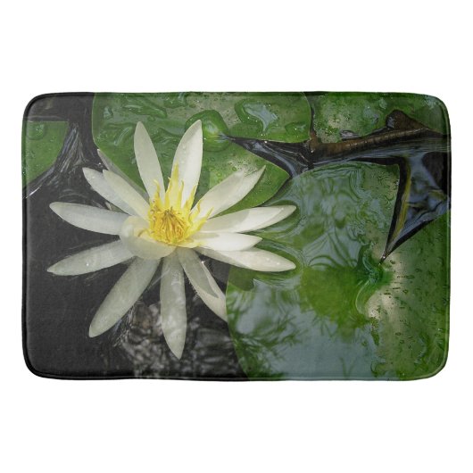 Foto van Water Lily White en Green Badmat (Voorkant)