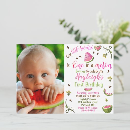 Foto van Watermelon verjaardagsdag 1e verjaardag Kaart (Staand voorkant)