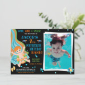 Foto van Waterslide verjaardagsuitnodiging Splish  Kaart (Staand voorkant)