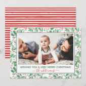 Foto van waterverf Holly en Berries Feestdagenkaart (Voorkant / Achterkant)