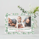 Foto van waterverf Holly en Berries Feestdagenkaart (Staand voorkant)