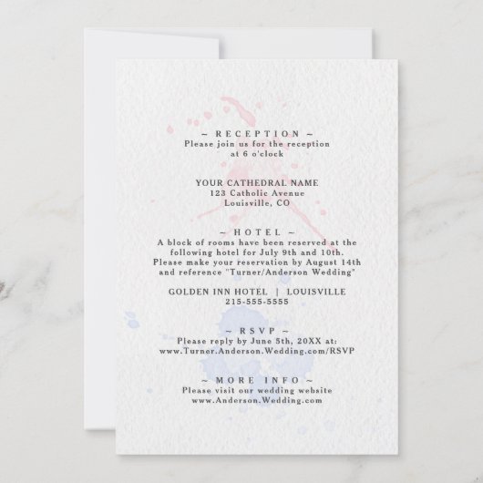 Foto van waterverf in één bruiloft kaart (Achterkant)