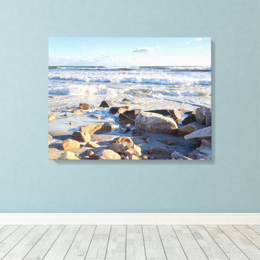 Foto van Waves op Atlantic Ocean Seashore Canvas Afdruk (Insitu (Houten vloer))