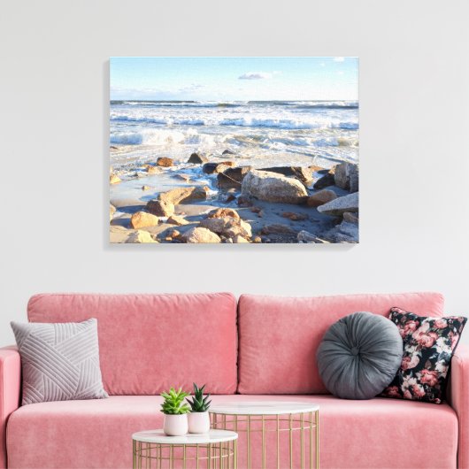 Foto van Waves op Atlantic Ocean Seashore Canvas Afdruk (Insitu (Woonkamer))
