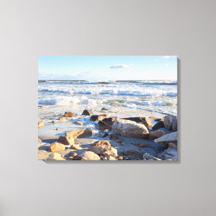 Foto van Waves op Atlantic Ocean Seashore Canvas Afdruk