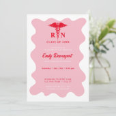 Foto van Wavey retro verpleegster Afstuderen op ac Kaart (Staand voorkant)