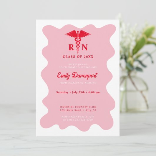 Foto van Wavey retro verpleegster Afstuderen op ac Kaart (Staand voorkant)