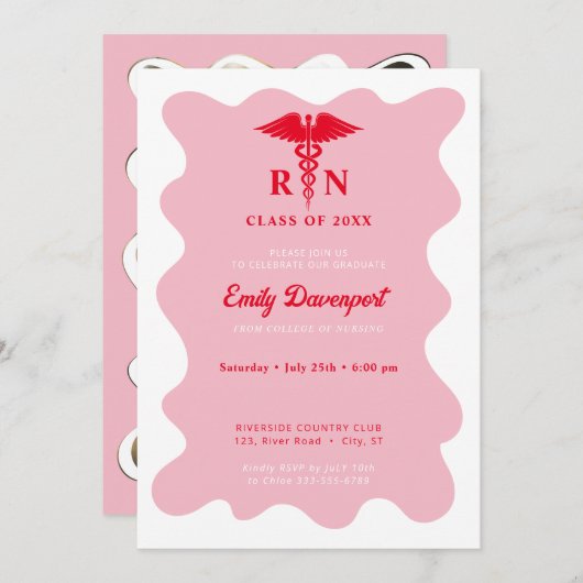 Foto van Wavey retro verpleegster Afstuderen op ac Kaart (Voorkant / Achterkant)