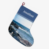 Foto van Wavy Atlantic Ocean Blue Large Kerstmis Grote Kerstsok (Voorkant (Hangend))