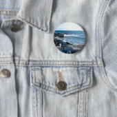 Foto van Wavy Atlantic Ocean Blue Ronde Button 5,7 Cm (In situ)
