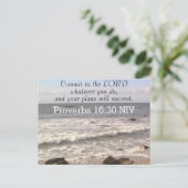 Foto van Wavy Ocean Shore Proverbs Bijbel Verse Ze Briefkaart (Staand voorkant)