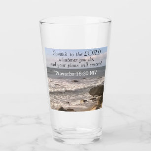 Foto van Wavy Ocean Shore Proverbs Bijbel Verse Ze Glas