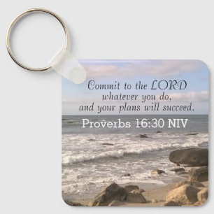 Foto van Wavy Ocean Shore Proverbs Bijbel Verse Ze Sleutelhanger